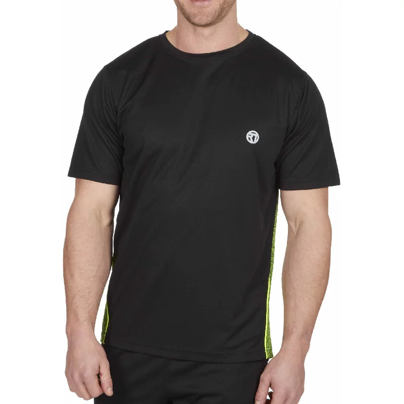 Red Tag Activewear Reflective Short Sleeve Mens Running Top - Black