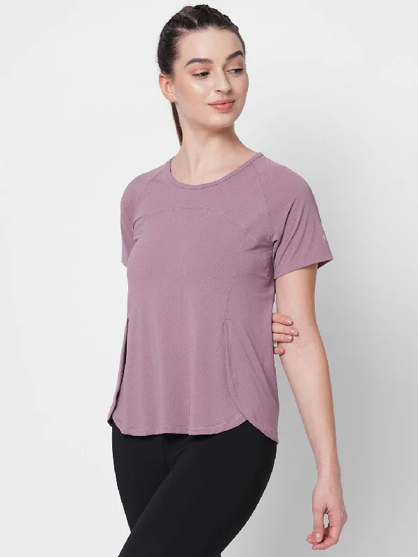 Fitkin women lavender side overlap style tshirt