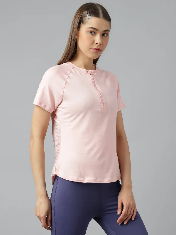 Fitkin women front zipper short sleeves t-shirt