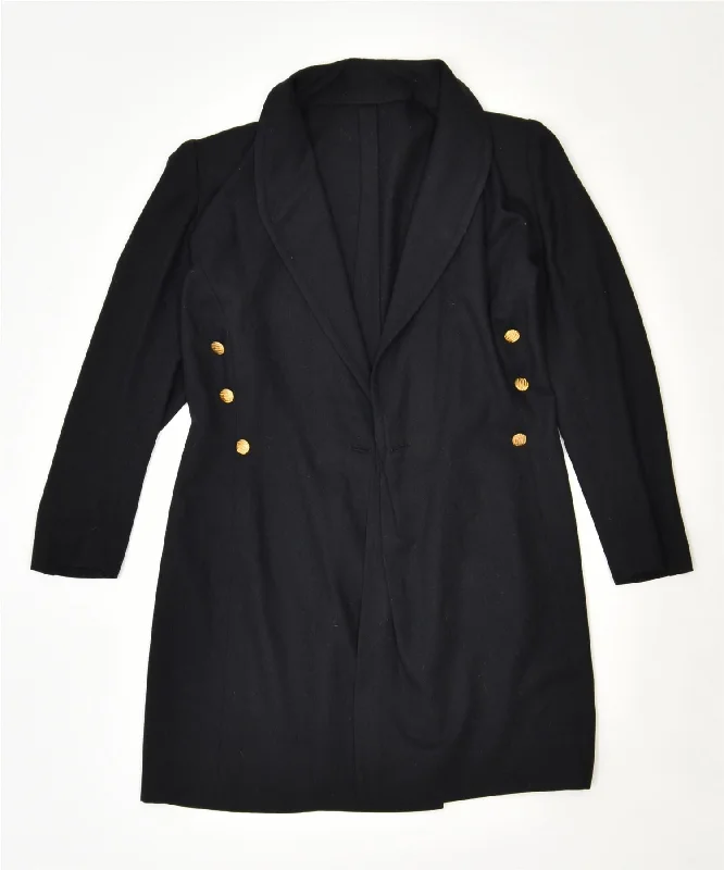 VINTAGE Womens Overcoat UK 14 Large Black