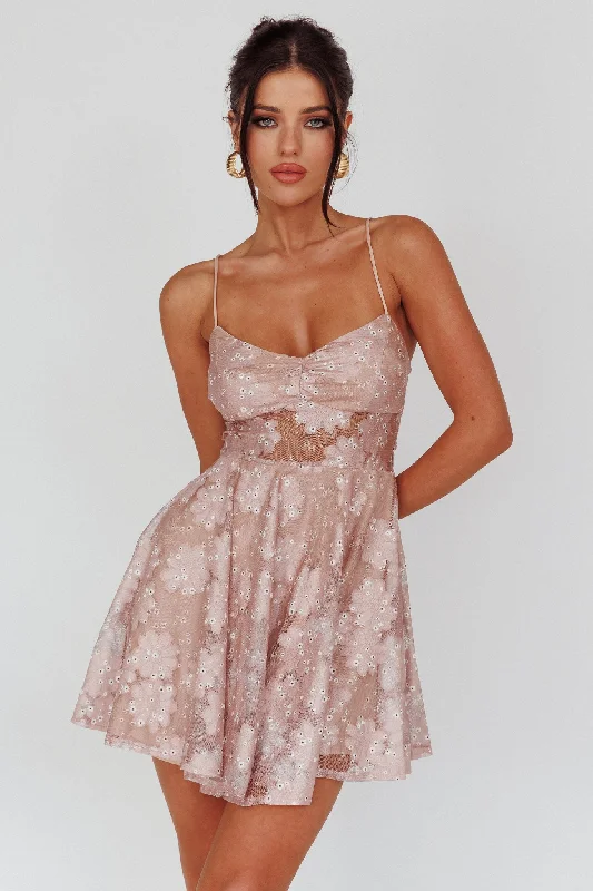 Merida Lace-Up Back Dress Floral Blush