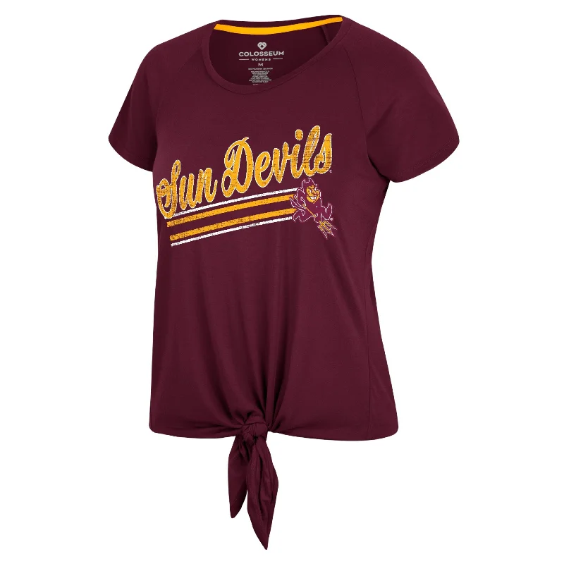 ASU Ladies Tie Front Tee MRN