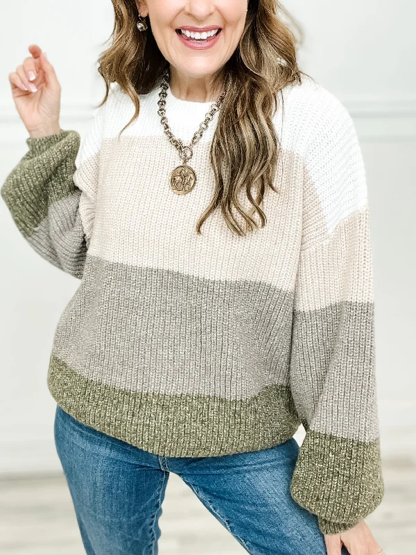 Two Tone Long Sleeve Sweater Color Block Top