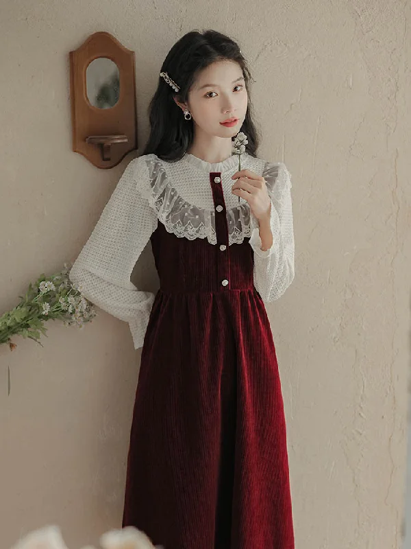 Lace High Neck Sweater Dress (2 Colors)