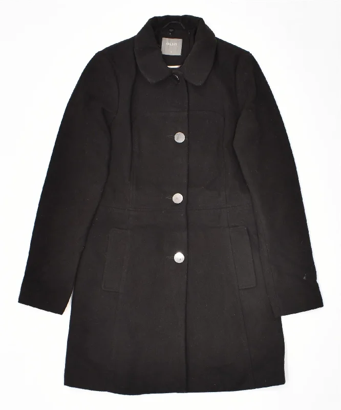 OASIS Womens Overcoat UK 10 Small Black Polyester