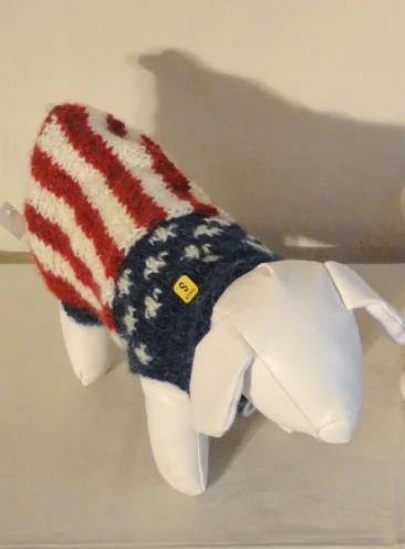 Hand Knit Flag  Dog Sweater