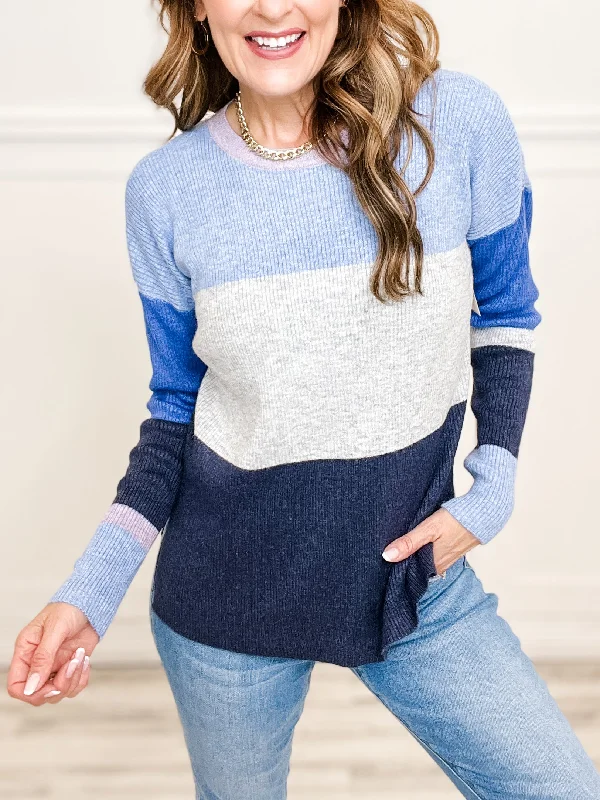 Colorblock Long Sleeve Pullover Sweater Top