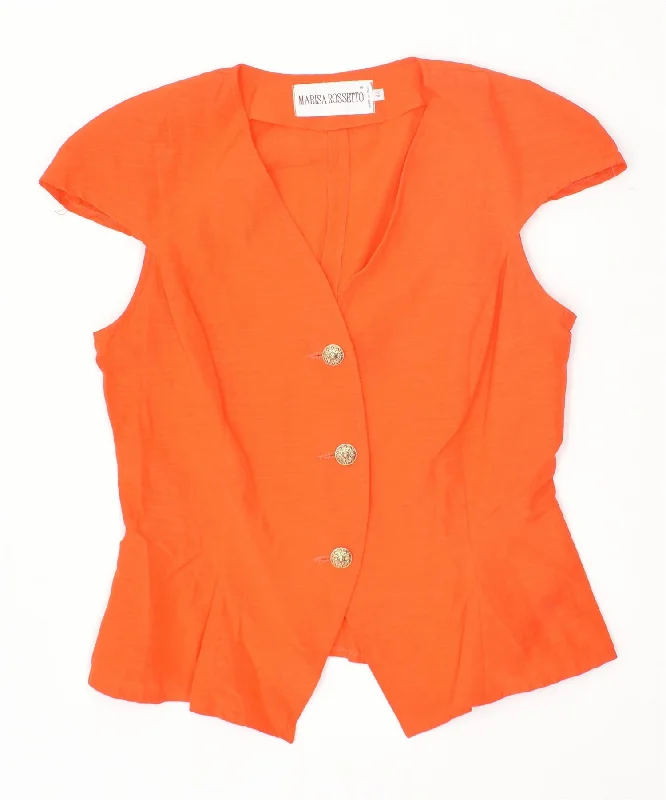 MARISA ROSSETTO Womens 3 Button Blazer Jacket IT 44 Medium Orange Viscose