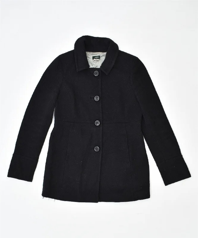 J. CREW Womens Pea Coat UK 8 Small Black Wool